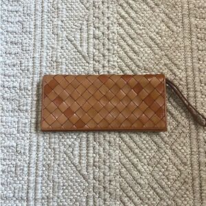 Wilsons Leather Pelle Studio Brown Woven Italian Leather Wristlet Clutch